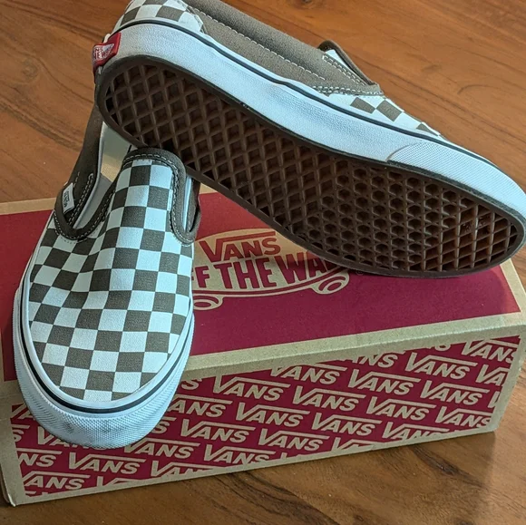 Vans Brown and White Checkerboard Slip-Ons - Picture 3 of 3